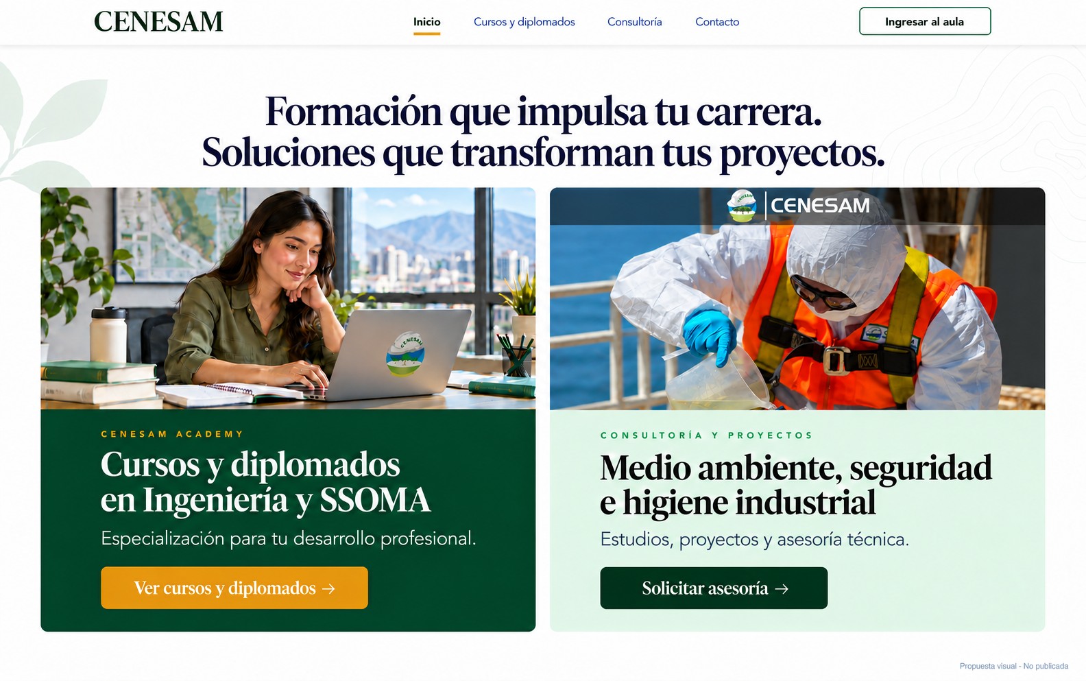 Estudiante con un ordenador portátil con el logo de CENESAM